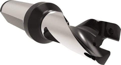 Allied Machine and Engineering - Series 17, 17 to 17.99mm Diam, 20mm Diam Straight Shank with Flange, Helical Flute Spade Drill - 21mm Max Depth, 50.5mm Body Length, 100.5mm OAL, Short Length, Through Coolant - Exact Tool & Supply