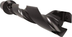 Allied Machine and Engineering - Series 32, 32 to 35mm Diam, 1-1/2" Diam Straight Shank with Flange, Helical Flute Spade Drill - 6-59/64" Max Depth, 8-31/32" Body Length, 11-21/32" OAL, Standard Length, Through Coolant - Exact Tool & Supply