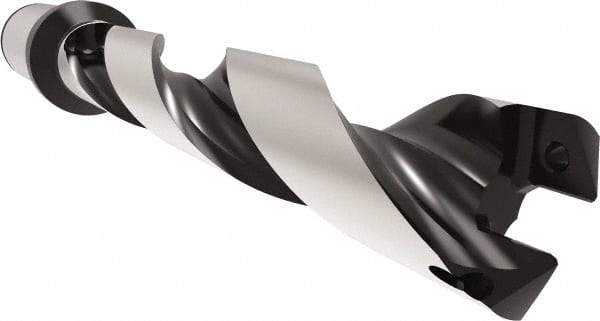 Allied Machine and Engineering - Series 26, 26 to 28.99mm Diam, 32mm Diam Straight Shank with Flange, Helical Flute Spade Drill - 145mm Max Depth, 186.1mm Body Length, 246.1mm OAL, Standard Length, Through Coolant - Exact Tool & Supply