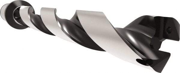 Allied Machine and Engineering - Series 32, 32 to 35mm Diam, 40mm Diam Straight Shank with Flange, Helical Flute Spade Drill - 244.9mm Max Depth, 297.7mm Body Length, 367.7mm OAL, Standard Length, Through Coolant - Exact Tool & Supply