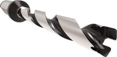 Allied Machine and Engineering - Series 11, 11 to 11.99mm Diam, 16mm Diam Straight Shank with Flange, Helical Flute Spade Drill - 83.9mm Max Depth, 110.6mm Body Length, 158.6mm OAL, Standard Length, Through Coolant - Exact Tool & Supply