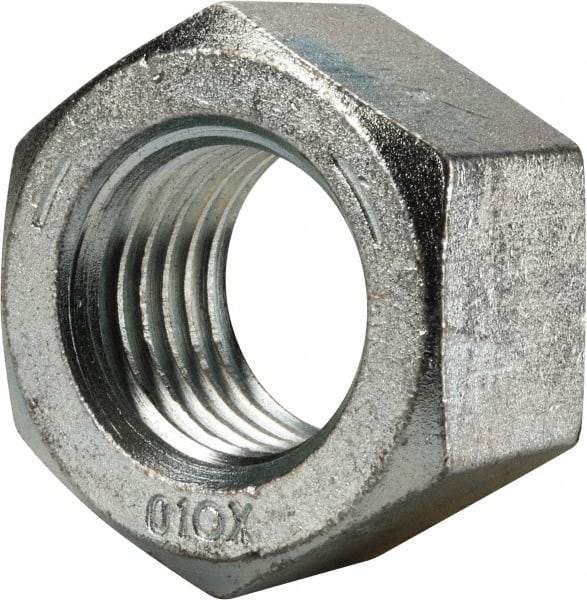 Value Collection - 1-3/4 - 5 UNC Steel Right Hand Hex Nut - 2-5/8" Across Flats, 1-1/2" High, Zinc Clear Finish - Exact Tool & Supply