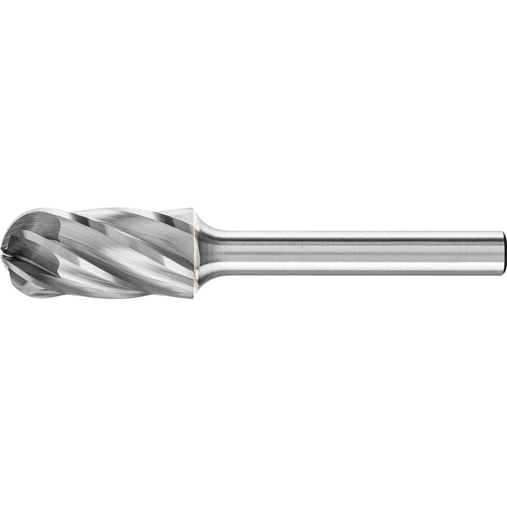 PFERD - SC-5, 1/2" Cut Diam, 1/4" Shank Diam, Carbide Aluma Cut End Cut Cylinder with Radius End Burr - Exact Tool & Supply