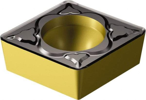 Sandvik Coromant - CCMT32.52 PM Grade 4325 Carbide Turning Insert - TiCN/AI2O3/TiN Finish, 80° Diamond, 3/8" Inscr Circle, 5/32" Thick, 1/32" Corner Radius - Exact Tool & Supply
