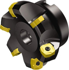 Sandvik Coromant - 125mm Cut Diam, 38.1mm Arbor Hole, 6mm Max Depth of Cut, 65° Indexable Chamfer & Angle Face Mill - 8 Inserts, R365-1505ZNE Insert, Right Hand Cut, Series CoroMill 365 - Exact Tool & Supply