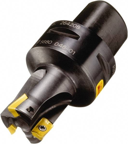 Sandvik Coromant - 5 Inserts, 66mm Cut Diam, 63mm Arbor Diam, 15.4mm Max Depth of Cut, Indexable Square-Shoulder Face Mill - 90° Lead Angle, 80mm High, R390-18.. Insert Compatibility, Through Coolant, Series CoroMill 390 - Exact Tool & Supply