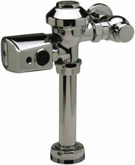 Zurn - 1-1/2" Spud Coupling, 1" Pipe, Closet Automatic Flush Valve - Single Flush, 3.5 Gal per Flush, Chrome Cover, Powered by 4 C Batteries - Exact Tool & Supply
