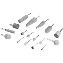 3M - 1/2" Head Diam x 1/2" Thickness, W185, Cylinder End, Aluminum Oxide Mounted Point - Gray, Coarse Grade, 34,500 RPM - Exact Tool & Supply