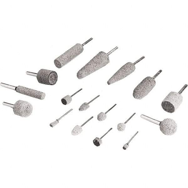 3M - 1/2" Head Diam x 1/2" Thickness, W185, Cylinder End, Silicon Carbide Mounted Point - Gray, Fine Grade, 34,500 RPM - Exact Tool & Supply