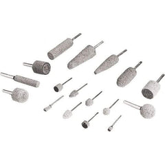 3M - 1/4" Head Diam x 1/2" Thickness, W163, Cylinder End, Silicon Carbide Mounted Point - Gray, Fine Grade, 60,000 RPM - Exact Tool & Supply