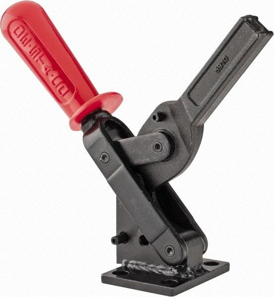 De-Sta-Co - 1,601 Lb Holding Capacity, Vertical Handle, Manual Hold Down Toggle Clamp - 71° Handle Movement, 132° Bar Opening, Solid Bar, Flanged Base, Oxide Finish, Forged Alloy Steel - Exact Tool & Supply