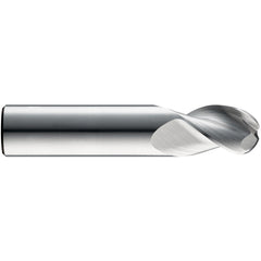 1/2″ Dia. × 1/2″ Shank × 2″ DOC × 4″ OAL, Carbide TiB2, Spiral , 3 Flute, 38° Helix, Ballnose End Mill - Exact Tool & Supply