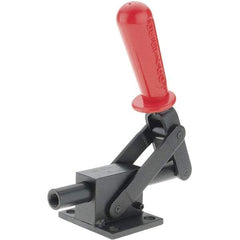 De-Sta-Co - 4,599.59 Lb Load Capacity, Flanged Base, Carbon Steel, Standard Straight Line Action Clamp - 4 Mounting Holes, 0.41" Mounting Hole Diam, 3/4" Plunger Diam, Straight Handle - Exact Tool & Supply