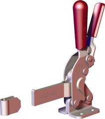 De-Sta-Co - 1,401 Lb Holding Capacity, Vertical Handle, Manual Hold Down Toggle Clamp - 66° Handle Movement, 78° Bar Opening, Solid Bar, Flanged Base, Carbon Steel - Exact Tool & Supply