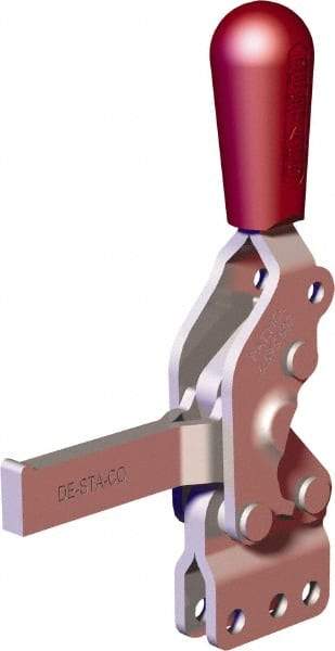 De-Sta-Co - 607 Lb Holding Capacity, Vertical Handle, Manual Hold Down Toggle Clamp - 66° Handle Movement, 75° Bar Opening, Solid Bar, Straight Base, Carbon Steel - Exact Tool & Supply