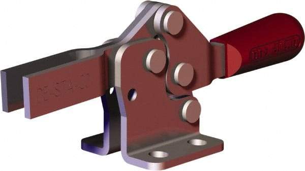 De-Sta-Co - 151 Lb Holding Capacity, Horizontal Handle, Manual Hold Down Toggle Clamp - 60° Handle Movement, 90° Bar Opening, U-Bar, Flanged Base, Carbon Steel - Exact Tool & Supply