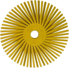 3M - 3" 80 Grit Ceramic Tapered Disc Brush - Medium Grade, Plain Hole Connector, 1" Trim Length, 0.37" Arbor Hole - Exact Tool & Supply
