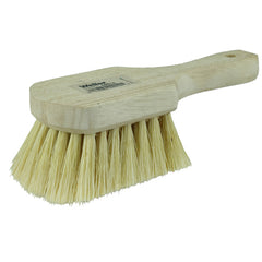8″ Utility Scrub Brush, White Tampico Fill, Short Handle, Wood Block - Exact Tool & Supply