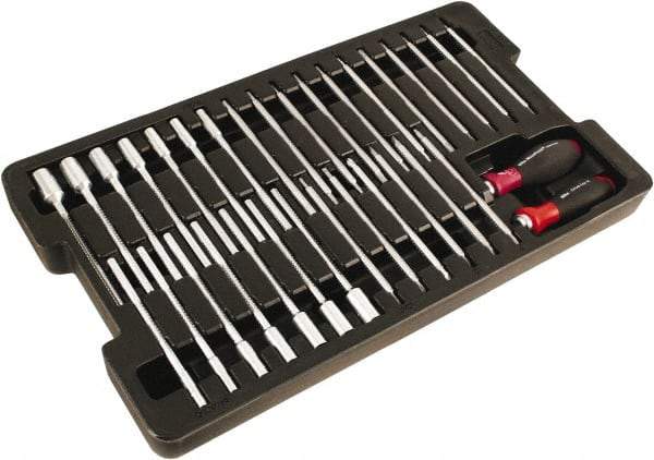 Wiha - 33 Piece, 4mm Drive Screwdriver Insert Torx Bit Set - #0 to 6 Phillips, 2 to 6mm Hex, T6 to T40 Torx, #1 & #2 Square Recess, 3.5 to 4.5 & 5.5 to 6.5mm Slotted - Exact Tool & Supply
