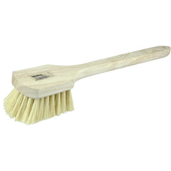 20″ Utility Scrub Brush, White Tampico Fill, Long Handle, Wood Block - Exact Tool & Supply