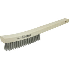 Hand Wire Scratch Brush, .012 Stainless Steel Fill, Curved Handle, 4 × 18 Rows - Exact Tool & Supply