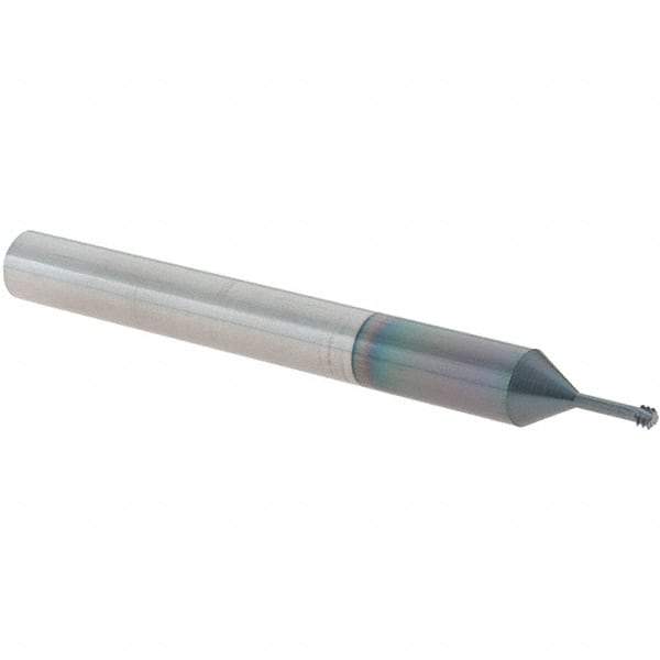 Scientific Cutting Tools - M2.5x0.45 Metric Coarse, 0.073" Cutting Diam, 3 Flute, Solid Carbide Helical Flute Thread Mill - Internal Thread, 1/4" LOC, 2-1/2" OAL, 1/4" Shank Diam - Exact Tool & Supply