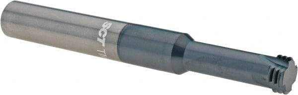 Scientific Cutting Tools - M14x1.50 Metric Fine, 0.45" Cutting Diam, 4 Flute, Solid Carbide Helical Flute Thread Mill - Internal Thread, 1.2" LOC, 4" OAL, 1/2" Shank Diam - Exact Tool & Supply