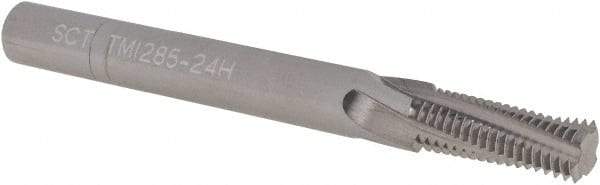 Scientific Cutting Tools - 3/8-24 UNF, 0.285" Cutting Diam, 4 Flute, Solid Carbide Helical Flute Thread Mill - Internal Thread, 0.766" LOC, 3" OAL, 5/16" Shank Diam - Exact Tool & Supply