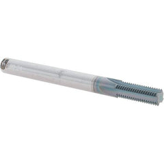 Scientific Cutting Tools - 3/8-24 Thread, 5/16" Shank Diam, AlTiN+ Coating, Solid Carbide Straight Flute Thread Mill - 4 Flutes, 3-1/2" OAL, 3/8" Min Noml Diameter - Exact Tool & Supply