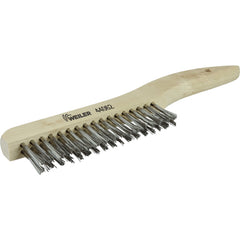 Hand Wire Scratch Brush. .012 Stainless Steel Fill, Shoe Handle, 2 × 17 Rows - Exact Tool & Supply