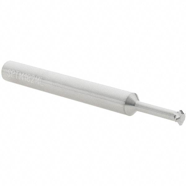 Scientific Cutting Tools - 18 to 56 TPI, Internal/External Single Profile Thread Mill - 1/4" Noml Diam, 0.182" Cut Diam, 1/4" Shank Diam, 4 Flute, 0.104" Neck Diam, 0.53" Neck Length, 2-1/2" OAL, Bright Finish - Exact Tool & Supply