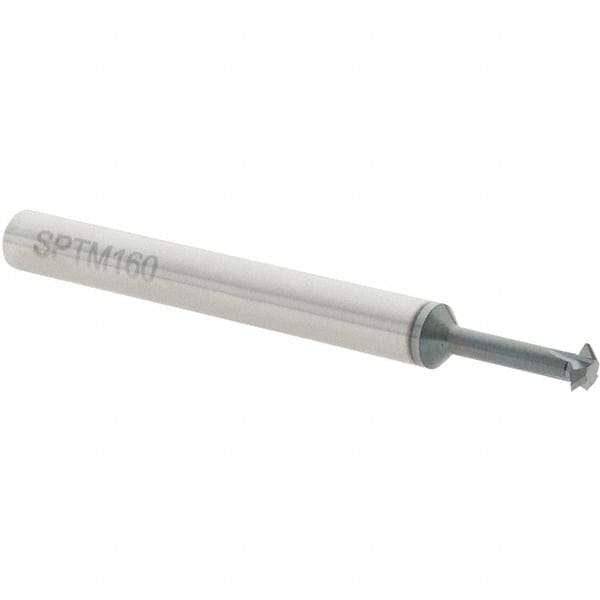 Scientific Cutting Tools - 24 to 56 TPI, Internal/External Single Profile Thread Mill - #12" Noml Diam, 0.16" Cut Diam, 3/16" Shank Diam, 3 Flute, 0.088" Neck Diam, 0.4" Neck Length, 2" OAL, AlTiN+ Finish - Exact Tool & Supply