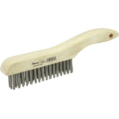 Hand Wire Scratch Brush, .012 Stainless Steel Fill, Shoe Handle, 4 × 16 Rows - Exact Tool & Supply