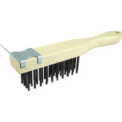 Hand Wire Scratch Brush w/Scraper, .012 Steel Fill , 4 × 11 Rows - Exact Tool & Supply