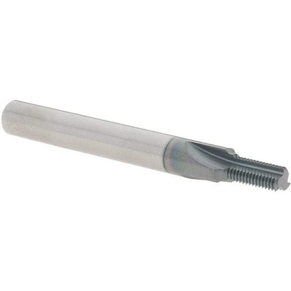 Scientific Cutting Tools - 1/4-40 Thread, 1/4" Shank Diam, AlTiN+ Coating, Solid Carbide Straight Flute Thread Mill - 3 Flutes, 2-1/2" OAL, 1/4" Min Noml Diameter - Exact Tool & Supply