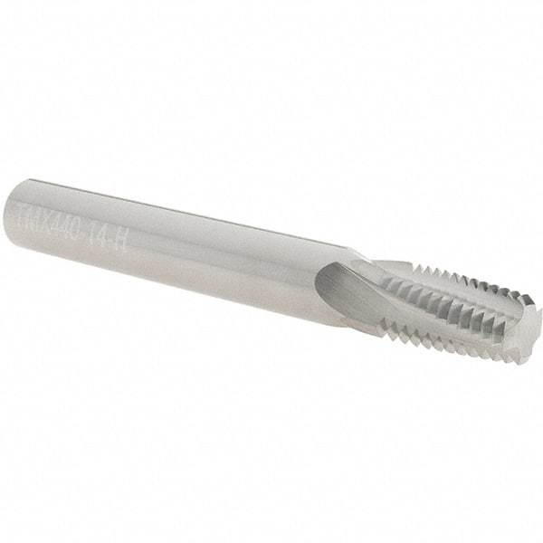 Scientific Cutting Tools - 1/2-14, 3/4-14 NPT, 0.44" Cutting Diam, 4 Flute, Solid Carbide Helical Flute Thread Mill - Internal/External Thread, 0.89" LOC, 4" OAL, 1/2" Shank Diam - Exact Tool & Supply