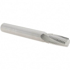 Scientific Cutting Tools - 1/2-14, 3/4-14 NPT, 0.44" Cutting Diam, 4 Flute, Solid Carbide Helical Flute Thread Mill - Internal/External Thread, 0.89" LOC, 4" OAL, 1/2" Shank Diam - Exact Tool & Supply