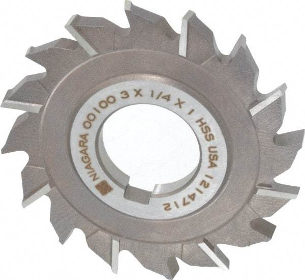 Keo - 3" Diam x 1/4" Width of Cut, 16 Teeth, High Speed Steel Side Milling Cutter - Staggered Teeth, Uncoated - Exact Tool & Supply