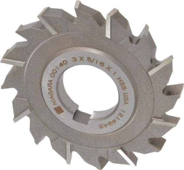 Keo - 3" Diam x 5/16" Width of Cut, 16 Teeth, High Speed Steel Side Milling Cutter - Staggered Teeth, Uncoated - Exact Tool & Supply