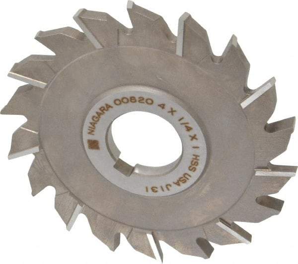 Keo - 4" Diam x 1/4" Width of Cut, 18 Teeth, High Speed Steel Side Milling Cutter - Staggered Teeth, Uncoated - Exact Tool & Supply