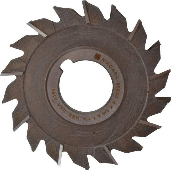 Keo - 4" Diam x 1/4" Width of Cut, 18 Teeth, High Speed Steel Side Milling Cutter - Staggered Teeth, Uncoated - Exact Tool & Supply