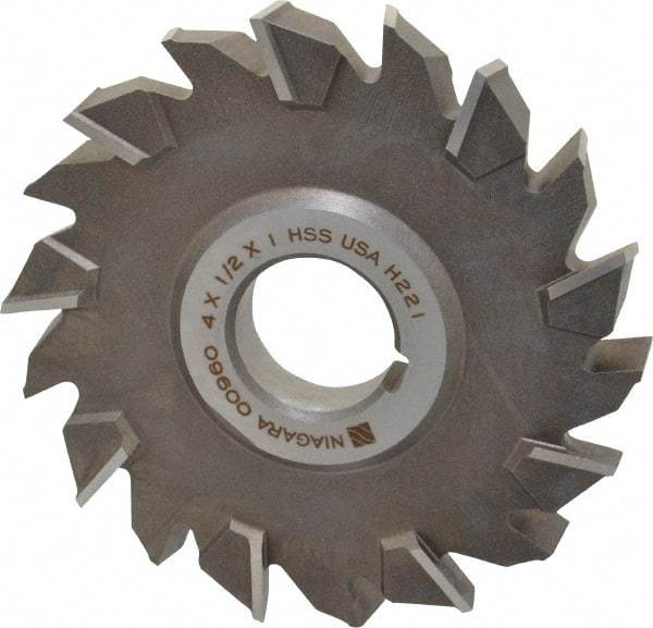 Keo - 4" Diam x 1/2" Width of Cut, 18 Teeth, High Speed Steel Side Milling Cutter - Staggered Teeth, Uncoated - Exact Tool & Supply