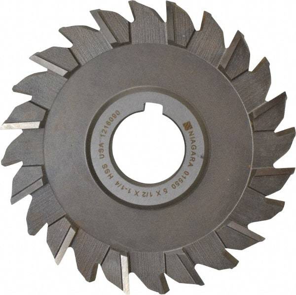 Keo - 5" Diam x 1/2" Width of Cut, 24 Teeth, High Speed Steel Side Milling Cutter - Staggered Teeth, Uncoated - Exact Tool & Supply