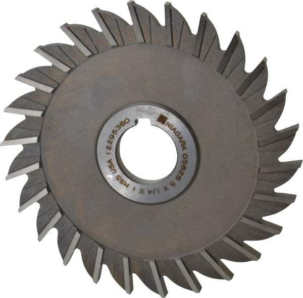 Keo - 5" Diam x 1/4" Width of Cut, 26 Teeth, High Speed Steel Side Milling Cutter - Straight Teeth, Uncoated - Exact Tool & Supply