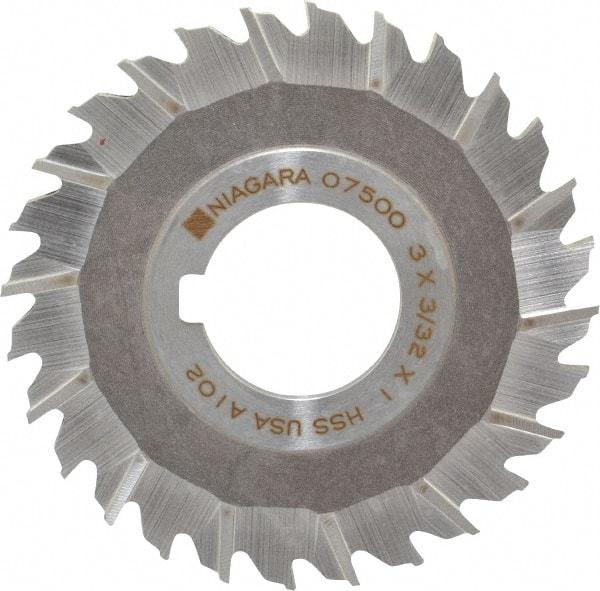 Keo - 3" Blade Diam x 3/32" Blade Thickness, 1" Hole, 28 Teeth, High Speed Steel Side Chip Saw - Staggered Tooth, Arbor Connection, Right Hand Cut, Uncoated - Exact Tool & Supply