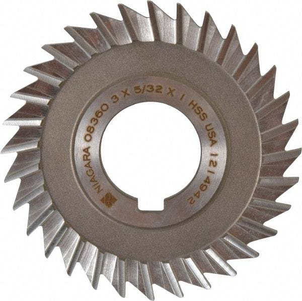 Keo - 3" Blade Diam x 5/32" Blade Thickness, 1" Hole, 32 Teeth, High Speed Steel Side Chip Saw - Straight Tooth, Arbor Connection, Right Hand Cut, Uncoated, with Keyway - Exact Tool & Supply
