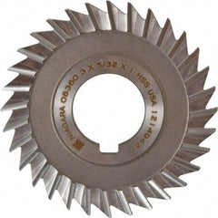 Keo - 3" Blade Diam x 5/32" Blade Thickness, 1" Hole, 32 Teeth, High Speed Steel Side Chip Saw - Straight Tooth, Arbor Connection, Right Hand Cut, Uncoated, with Keyway - Exact Tool & Supply