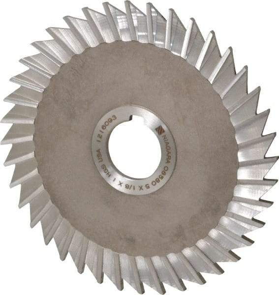 Keo - 5" Blade Diam x 1/8" Blade Thickness, 1" Hole, 40 Teeth, High Speed Steel Side Chip Saw - Straight Tooth, Arbor Connection, Right Hand Cut, Uncoated, with Keyway - Exact Tool & Supply