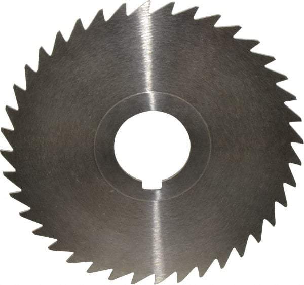 Keo - 4" Diam x 3/64" Blade Thickness x 1" Arbor Hole Diam, 40 Tooth Slitting and Slotting Saw - Arbor Connection, Right Hand, Uncoated, High Speed Steel, Concave Ground, Contains Keyway - Exact Tool & Supply