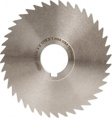 Keo - 4" Diam x 1/16" Blade Thickness x 1" Arbor Hole Diam, 40 Tooth Slitting and Slotting Saw - Arbor Connection, Right Hand, Uncoated, High Speed Steel, Concave Ground, Contains Keyway - Exact Tool & Supply